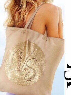 Victorias Secret | Tan & Gold Bling Beach Tote